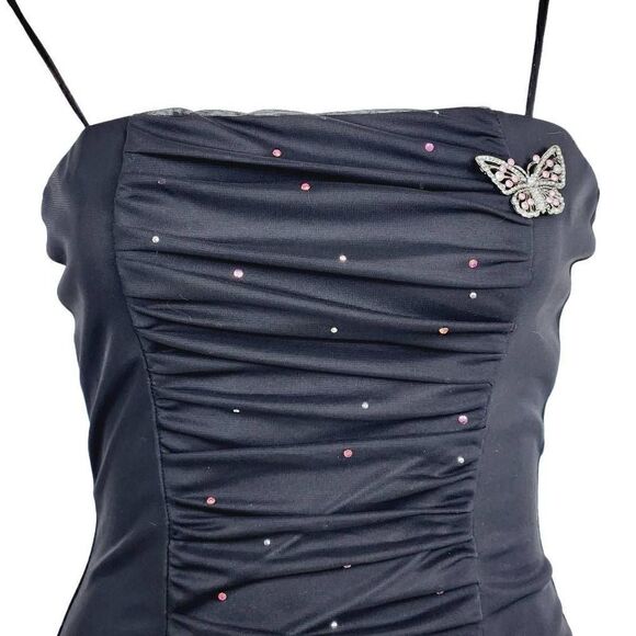 Vintage PS Per Seption black mini dress rhinestone size medium - Picture 2 of 8